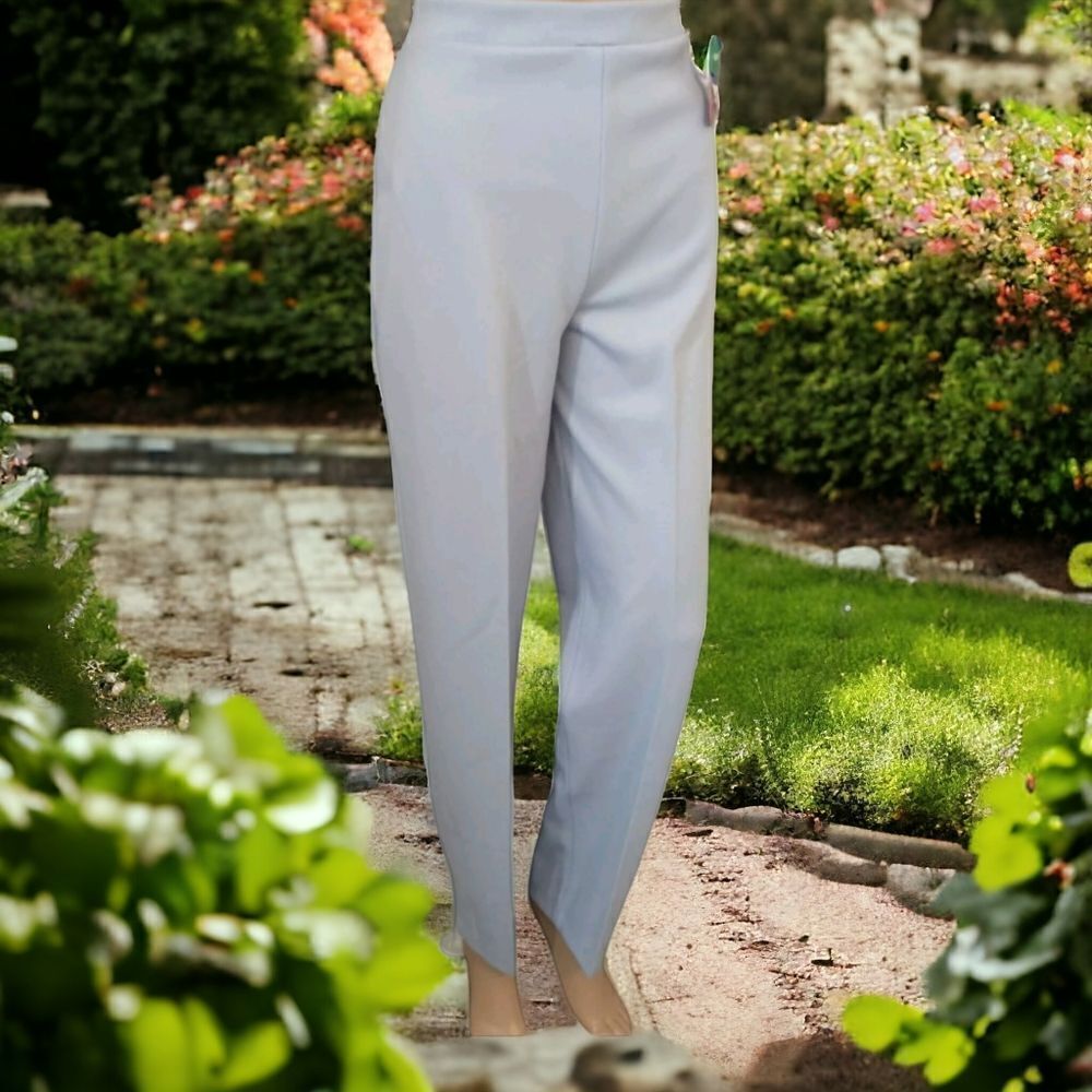 Vtg Cape Cod Match Mates‎ Pull On Pants 10 Light Blue Elastic Waist Tapered USA